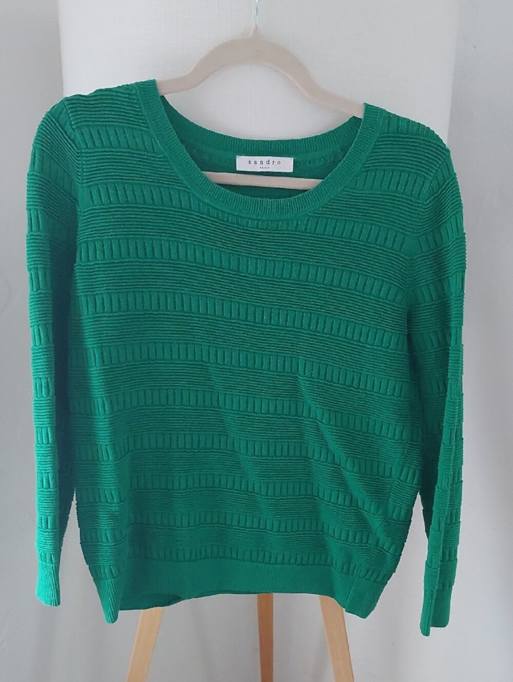 Sandro Green Textured Knit Sweater - Picture 3 of 9